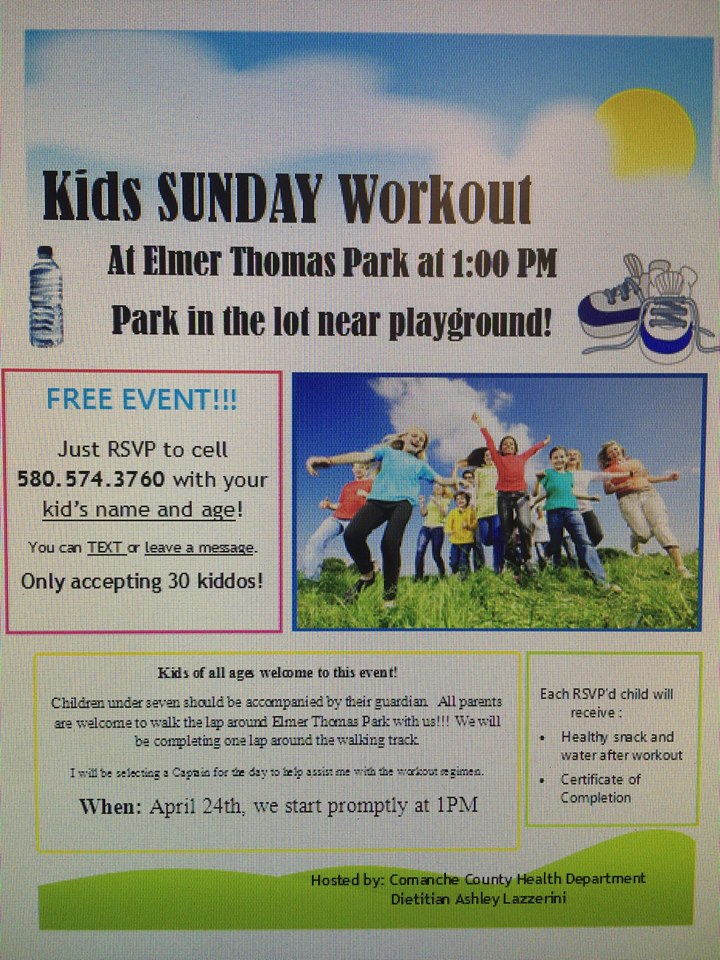 Alright y'all: let's do this!!!! FREE EVENT APRIL Kids Sunday Workout, 24rth! Only accepting the first 30 kiddo RSVPs  Text name of kid and age to 580.574.3760 ?See you there